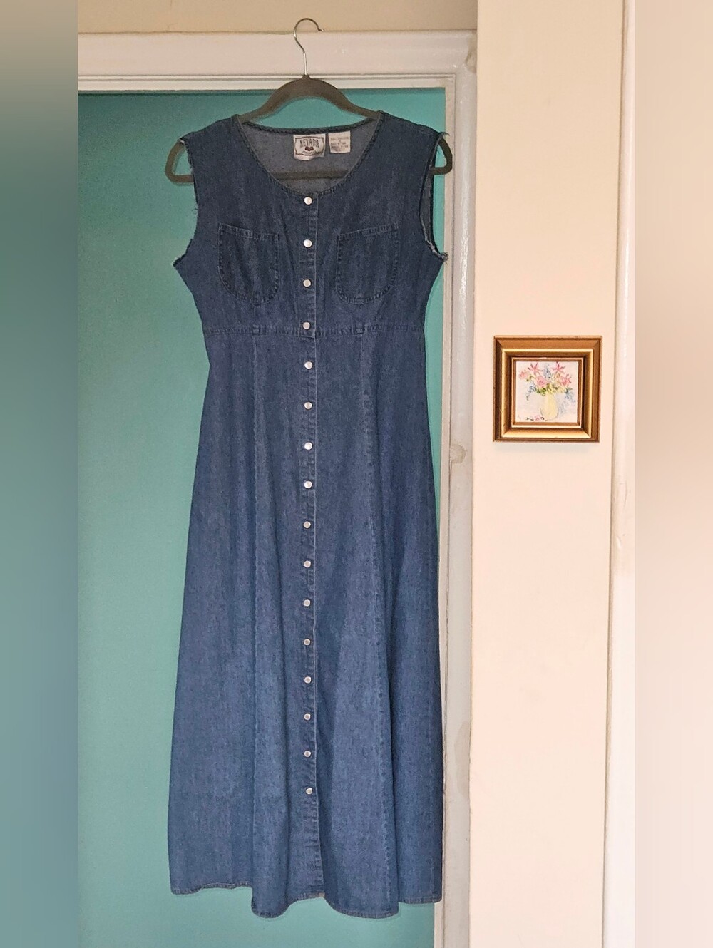 Vintage Denim Button-Down Maxi Dress